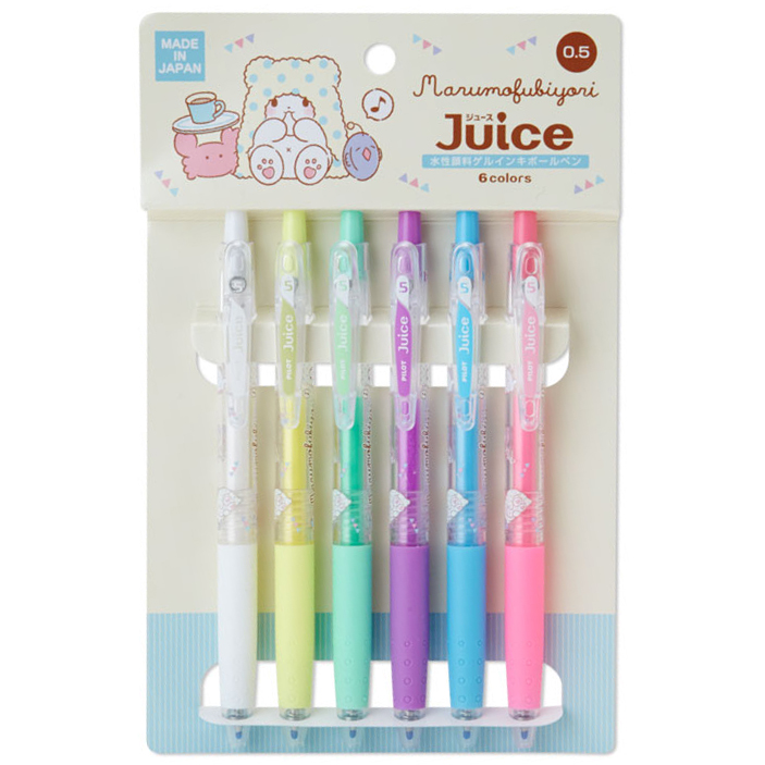 Set ปากกาเจล Pilot Juice ลาย Marumofubiyori หมีผ้าห่มจาก Sanrio สีโทน Pastel Milky 6 สี หัว 0.5