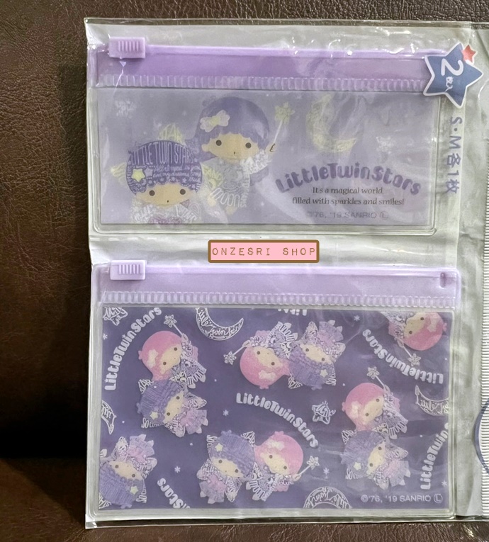 ซองซิปพลาสติกเล็ก Little Twin Stars Fastener Case ลาย Little Twin Stars สีม่วง มี 2 ใบในเซ็ต ขนาด 11.2 x 5.7 / 12 x 8 ซม.