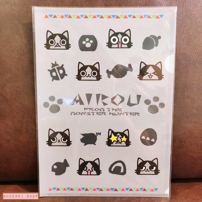 แฟ้ม A4 Monster Hunter ลาย Airou สีเทา (Mix)