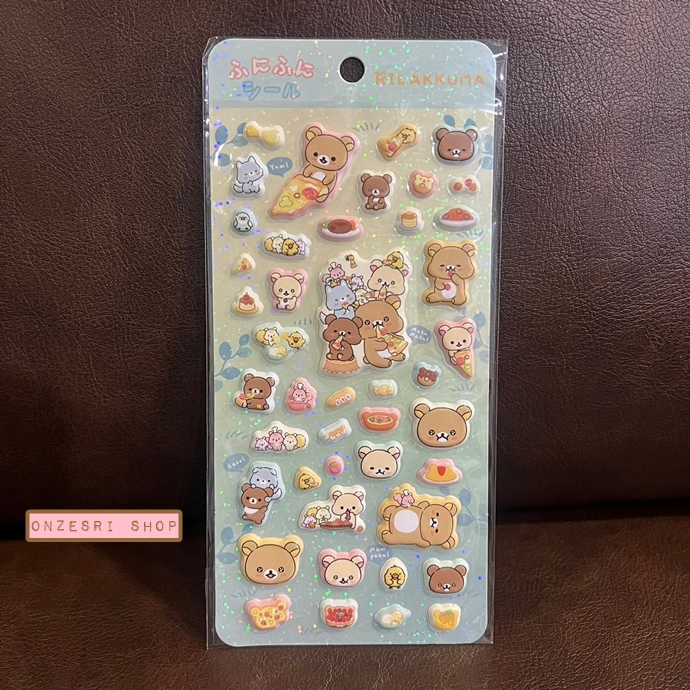 สติกเกอร์แบบนูน Funi Funi Sticker แบบ Rilakkuma Everyone's Fully Filled ขนาด 20 x 9.5 ซม.