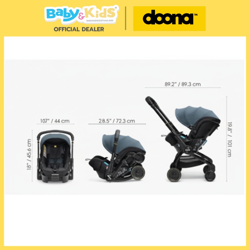 Doona X คาร์ซีท รถเข็นเด็ก คาร์ซีทรถเข็นเด็ก เอนนอนได้ 3 ระดับ มาตรฐาน i-Size รองรับน้ำหนักถึง 13 กก. สี Nitro Black