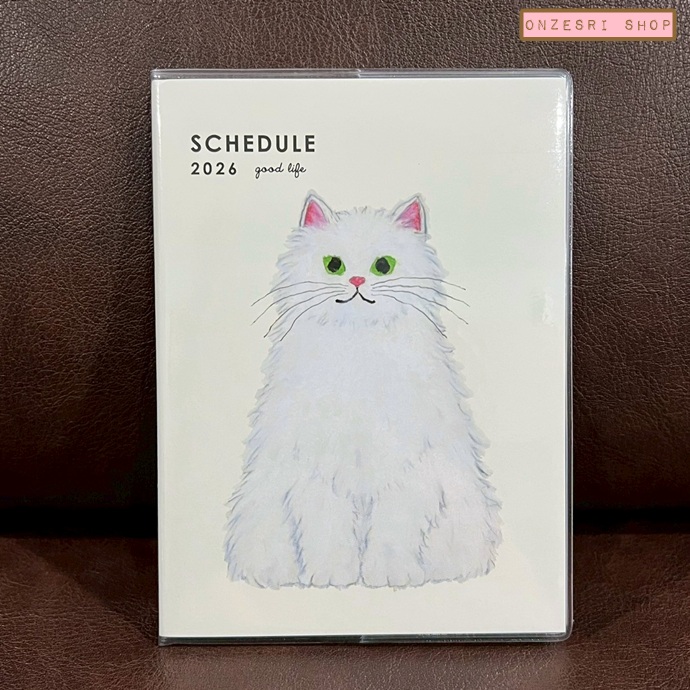 สมุด 2026 Schedule Book เล่มบาง A6 ลาย Yusuke Yonezu - Cat ขนาด 10.5 x 15.2 ซม. (48 หน้า) มีให้จดตั้งแต่เดือน 1/2026 - 12/2026 เป็นปฎิทินแบบ monthly