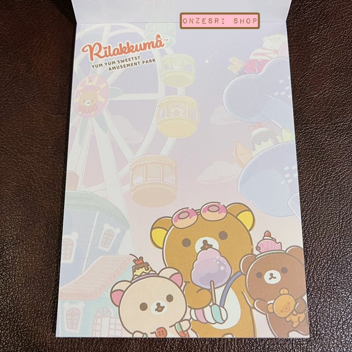 สมุดฉีก Rilakkuma Yum Yum Sweets? Amusement Park แบบสีชมพู ขนาด 14.8 x 10.5 ซม. มี 4 ลาย รวม 100 แผ่น