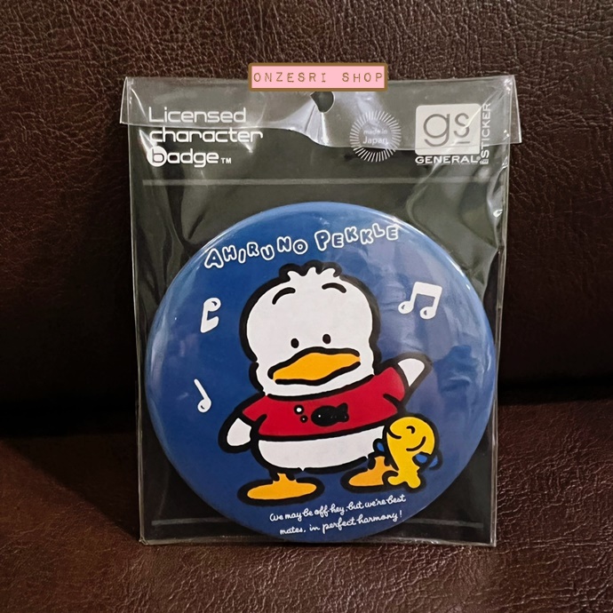 เข็มกลัดโลหะทรงกลม Sanrio Can Badge ลาย Ahiru no Pekkle ขนาด 7.5 x 7.5 ซม.