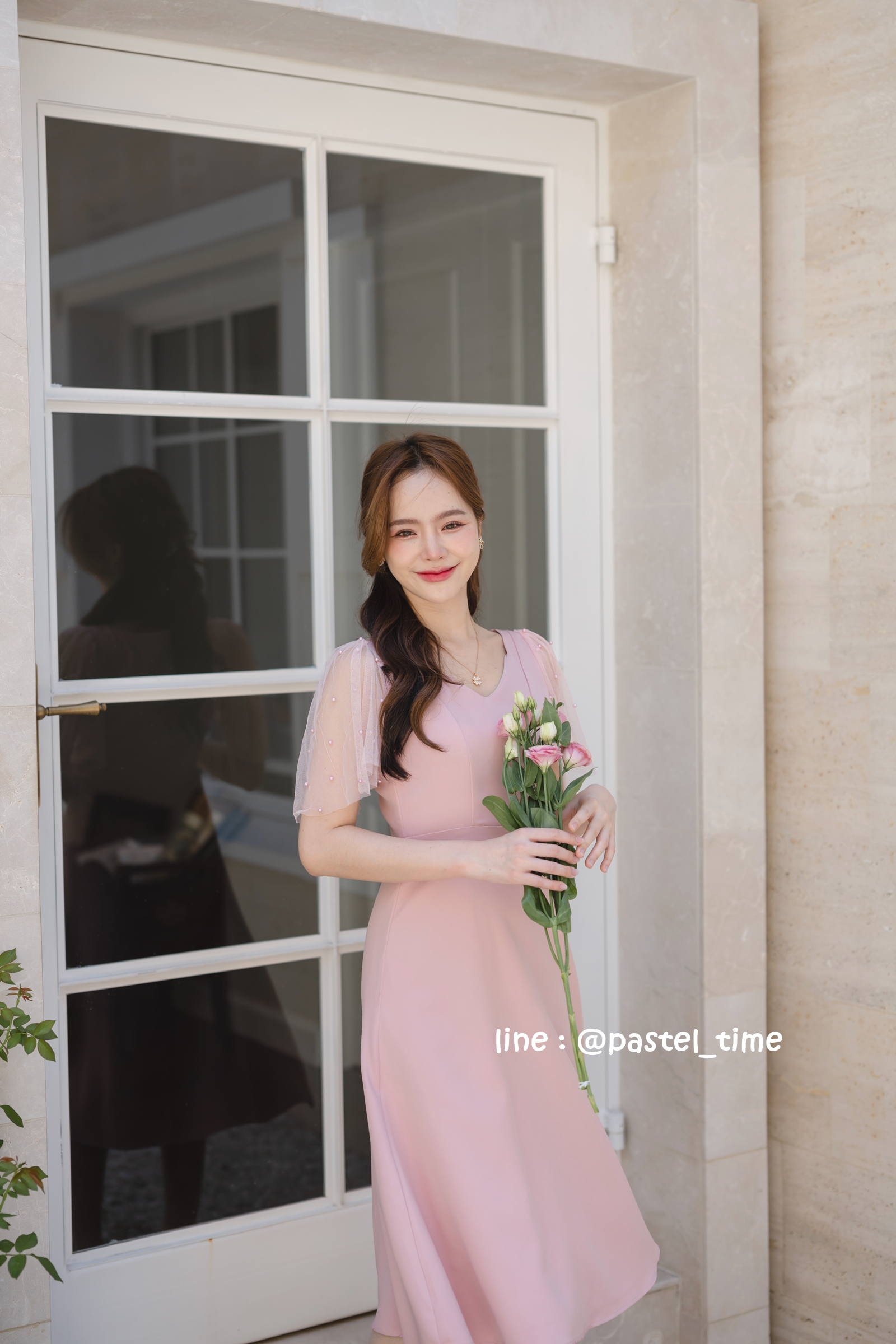 Dear Darling Midi Dress - สีชมพู