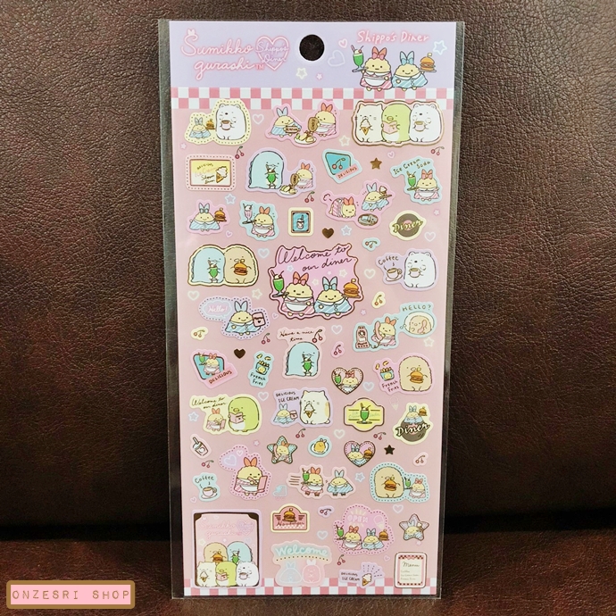 Sticker ลาย Sumikko Gurashi Shippo's Diner แบบสีชมพู ขนาด 20 x 9.5 ซม.