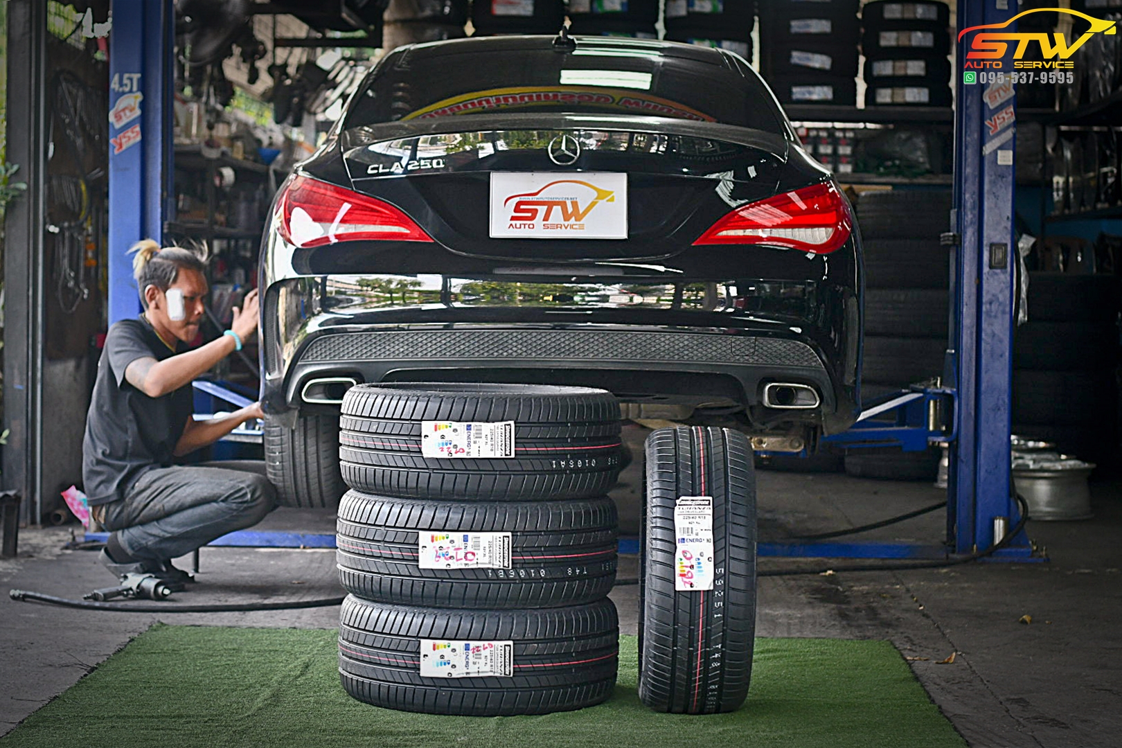 เปลี่ยนยาง Mercedes Benz CLA250 BRIDGESTONE TURANZA T005 DRIVEGUARD Runflat 225/40R18 92Y