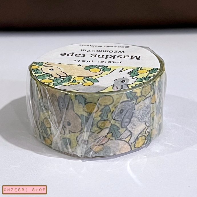 Masking Tape Papier platz เทปตกแต่งจากญี่ปุ่น จาก Schinako Moriyama ลาย Dandelion & Rabbit ขนาด 2 ซม. x 7 ม.