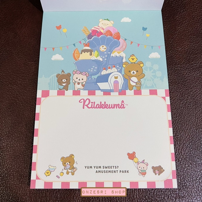 สมุดฉีก Rilakkuma Yum Yum Sweets? Amusement Park แบบสีชมพู ขนาด 14.8 x 10.5 ซม. มี 4 ลาย รวม 100 แผ่น