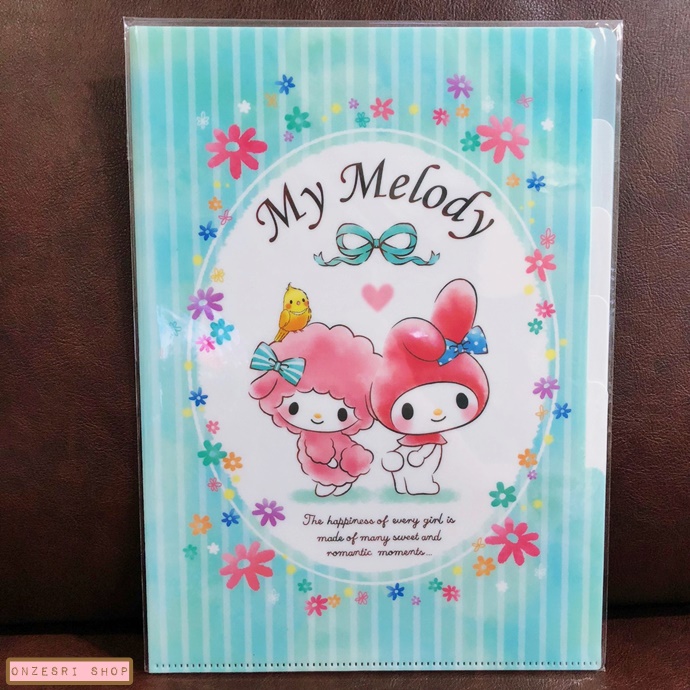 แฟ้ม A4 ลาย My Melody & My Sweet Piano สีฟ้า แยกใส่เอกสารได้ 5 ช่อง