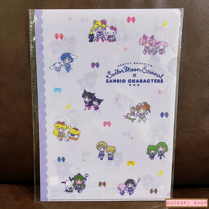แฟ้ม A4 แบบ 1 ช่อง Sailor Moon Eternal x Sanrio Characters สีขาวขอบม่วง