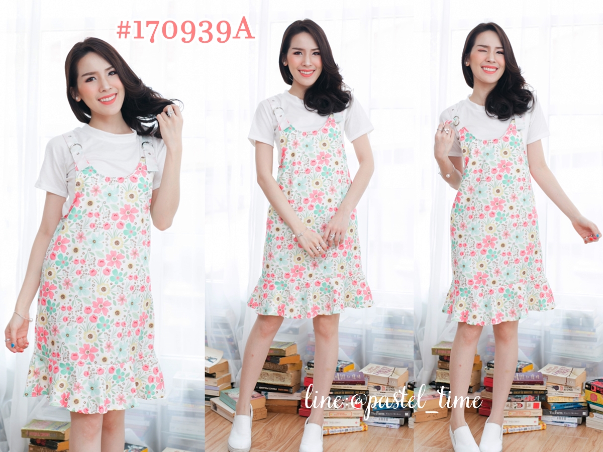 Sweet Blossom Dress + Top Set ชุดเซทเดรส+เสื้อ – สีขาว