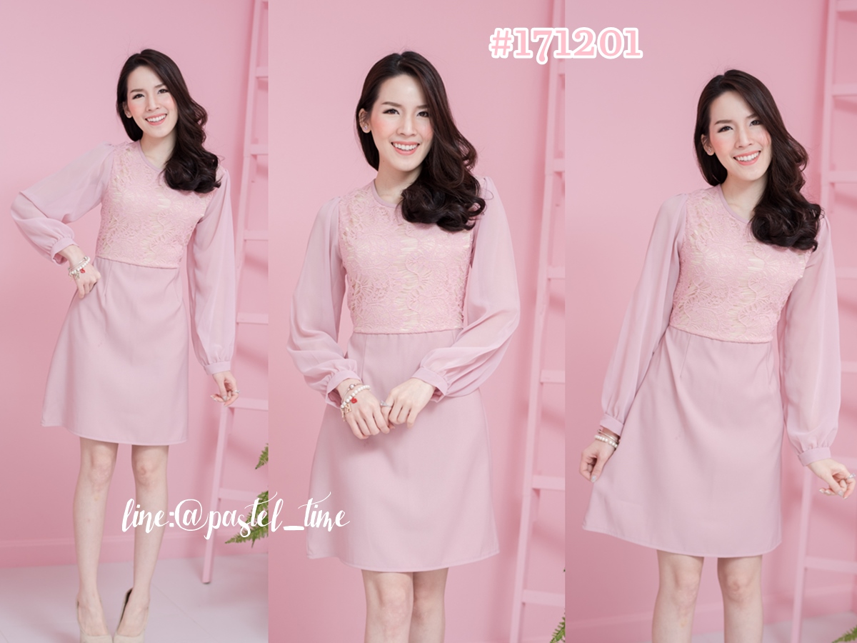 Nude Pink Chiffon Sleeve Dress