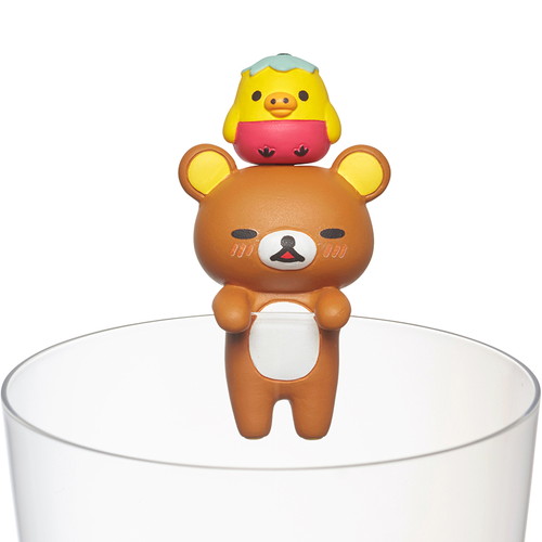 ตัวเกาะแก้ว PUTITTO Rilakkuma Vol.3 แบบคุมะยืนเกาะมีโทริที่หัว