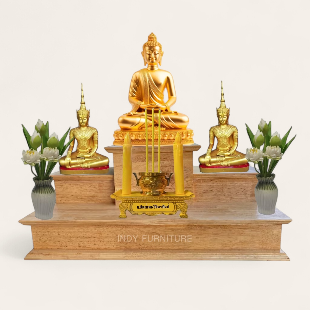 หิ้งพระ ไม้ยางพารา รุ่น HP1 สีธรรมชาติ