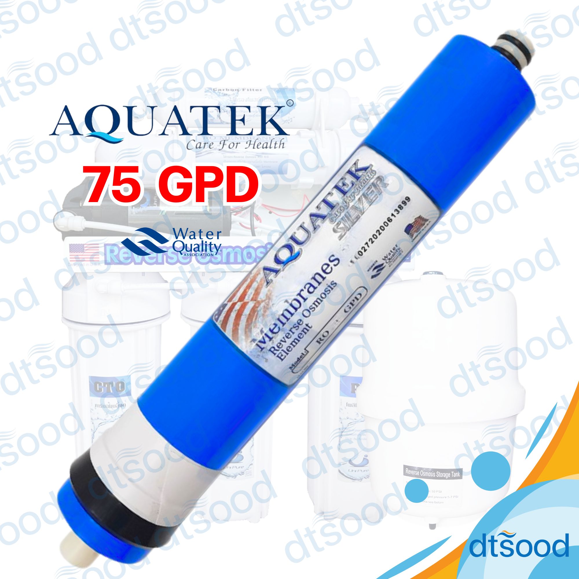 ไส้กรองน้ำ RO Membrane ขนาด 75 GPD ยี่ห้อ Aquatek กรองละเอียด 0.0001 ไมครอน