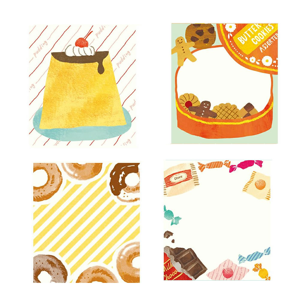 สมุดฉีก Furukawa Paper Works Memo จากญี่ปุ่น ลาย Pudding ขนาด 9 x 9 ซม. มี 4 ลาย รวม 100 แผ่น