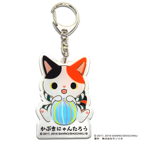 พวงกุญแจอะคริลิค Kabuki Nyantaro (Sanrio Japan Limited) แบบลูกกวาดสีฟ้า ขนาดเฉพาะตัวพวงกุญแจ 7 ซม.