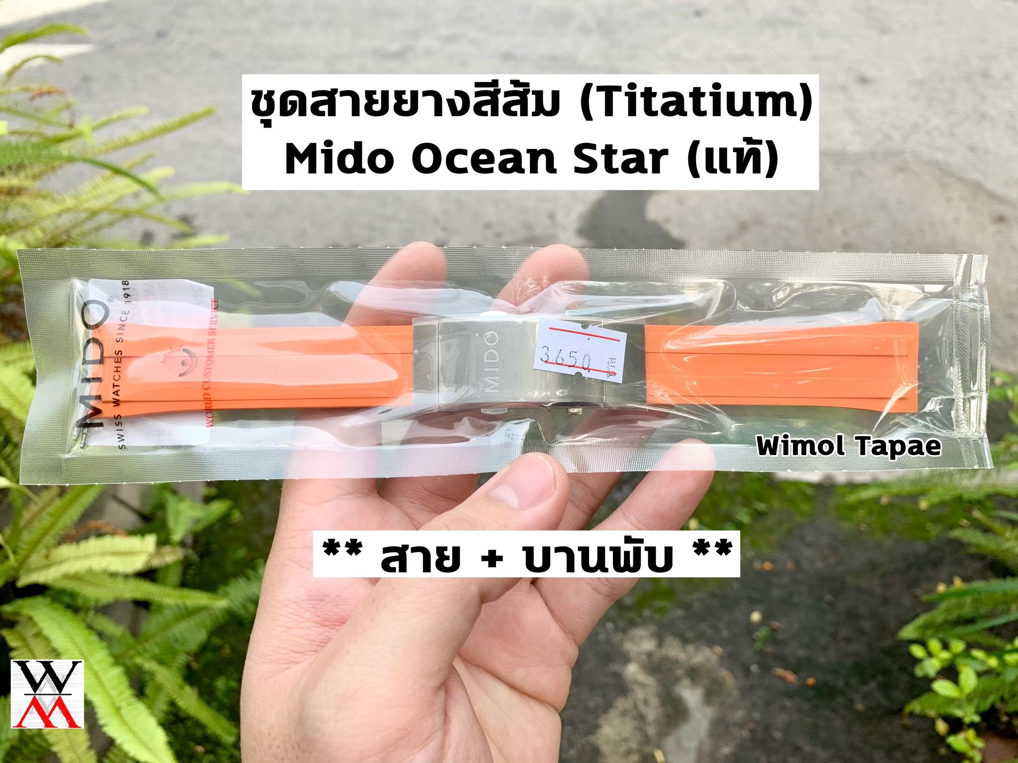 สายแท้ MIDO OCEAN STAR สายยางสีส้ม (รวมบานพับ TITANIUM)
