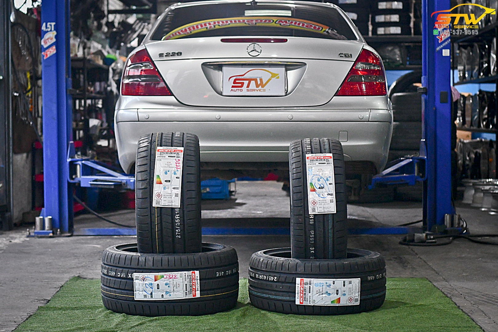 เปลี่ยนยาง Mercedes Benz E220 KUMHO PS91 F 245/40R18 R 275/35R18