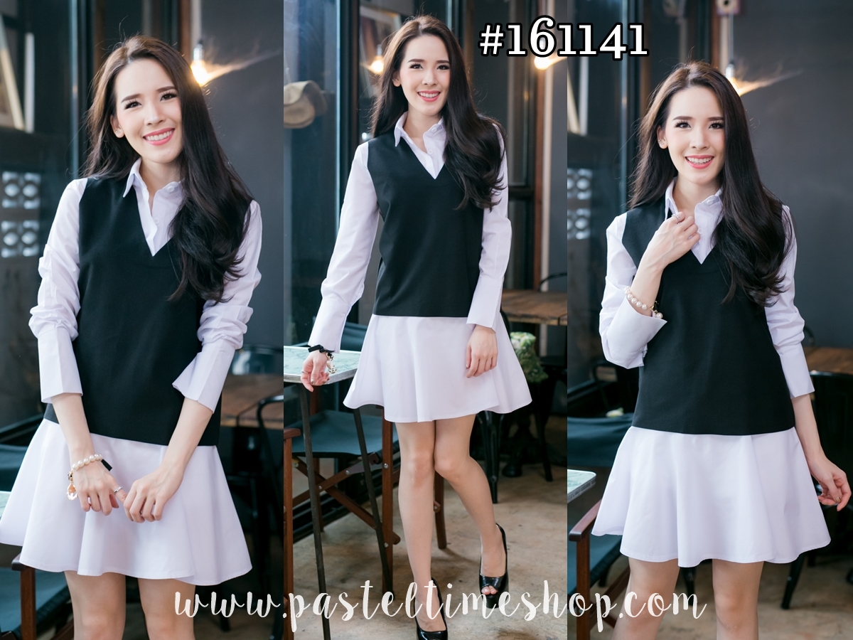 Korea Vest Set Dress เซทเดรส + เสื้อกั๊ก
