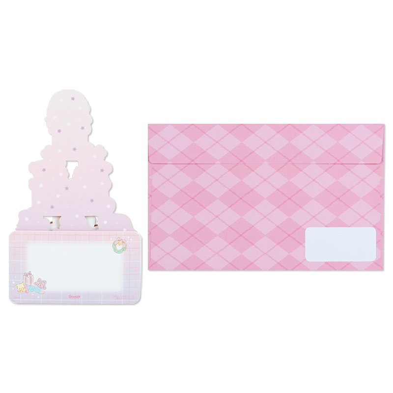 Sanrio Christmas Pop Up Card From Japan การ์ดอวยพรลาย Little Twin Stars กางออกมาเป็นต้นคริสต์มาสได้น่ารัก ขนาด 18.8 x 13 x 7.2 ซม.