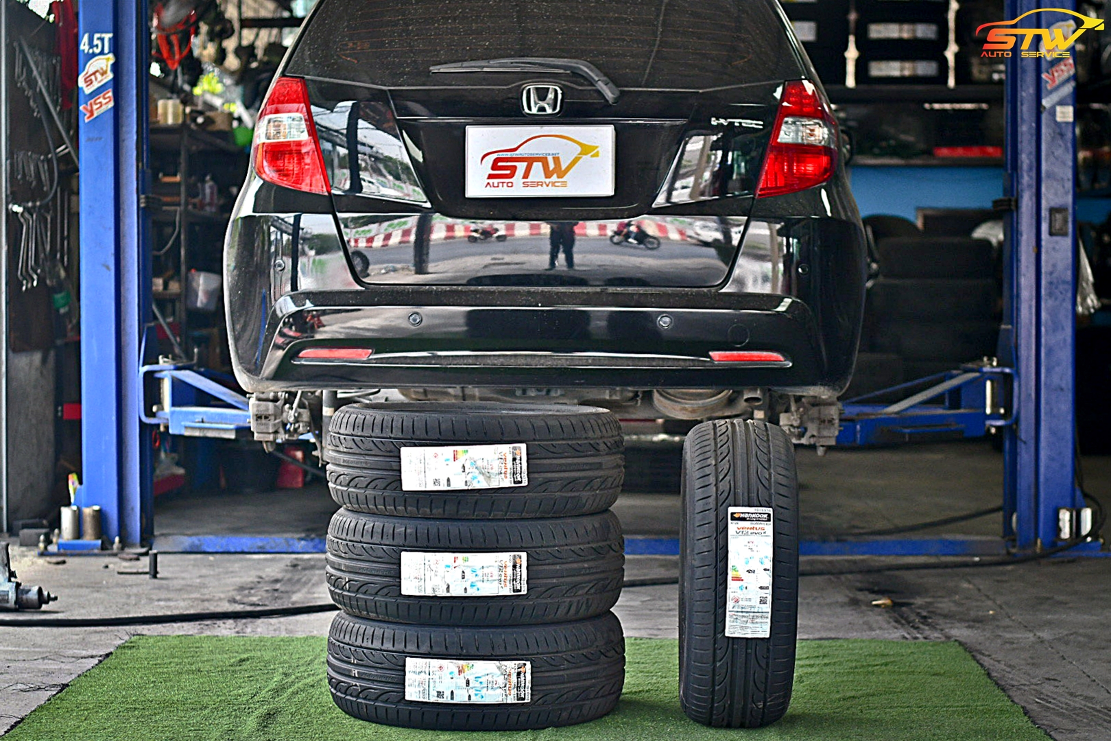 ยาง HANKOOK V12 Evo2 K120 195/55R15 85V ติดตั้งใส่ HONDA JAZZ GE