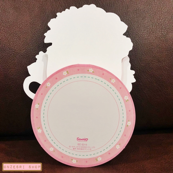 Sanrio Birthday Card - Pop up ลาย Hello Kitty Tea Time การ์ดอวยพรวันเกิดลาย Hello Kitty ถ้วยชา ดอกไม้ น่ารักมาก เขียนด้านล่างได้ มาพร้อมซอง ขนาดก่อนกาง 11.5 x 11.6 x 10.2 ซม.