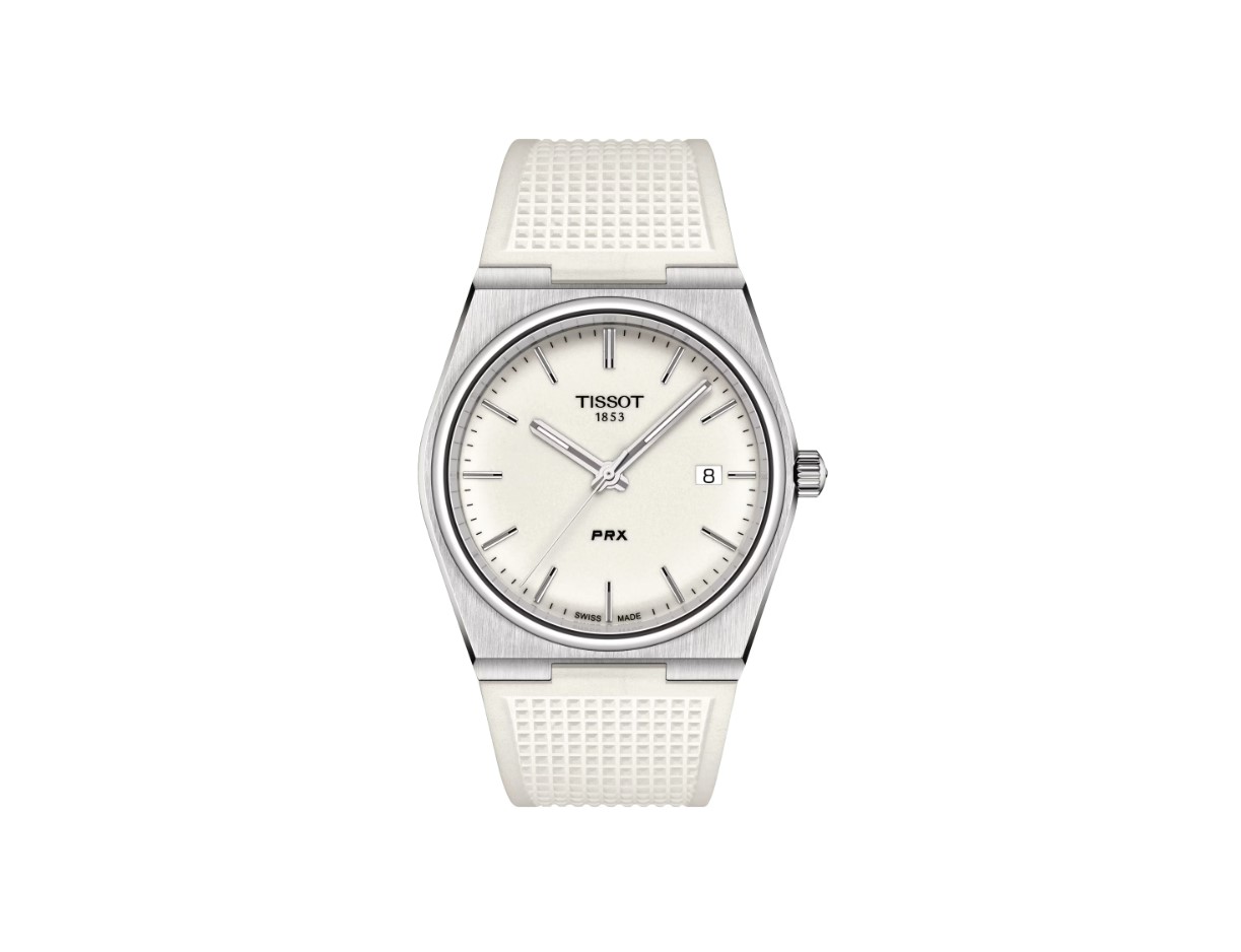 (ประกันศูนย์ไทย 2 ปี) TISSOT PRX QUARTZ (ใช้ถ่าน) รุ่น T137.410.17.011.00 (ขาว สายยาง)