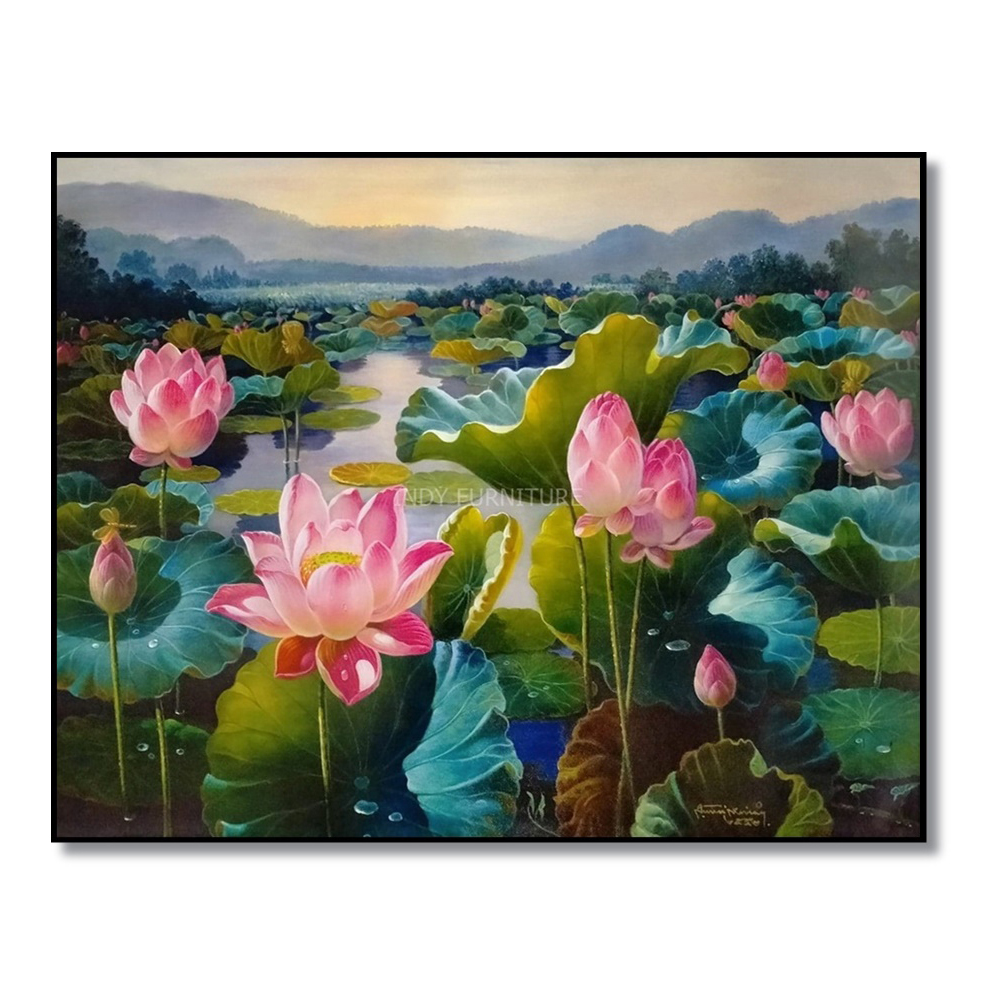 กรอบลอยภาพมงคล ดอกบัวเสริมฮวงจุ้ย ขนาด 40x50x2 ซม. (2988)