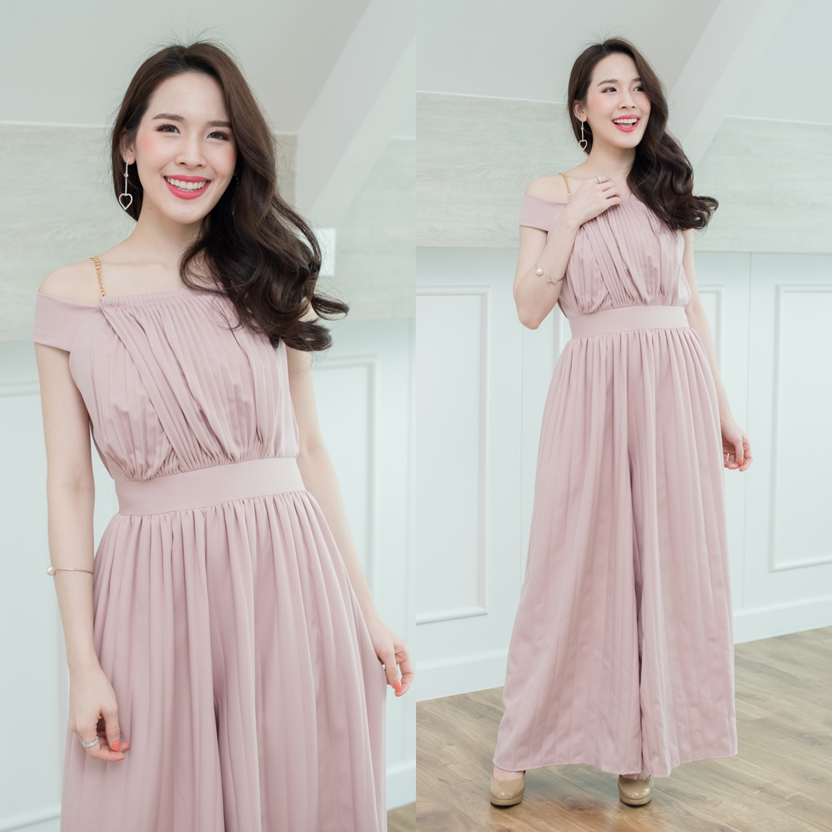 Pink Pleated Jumpsuit