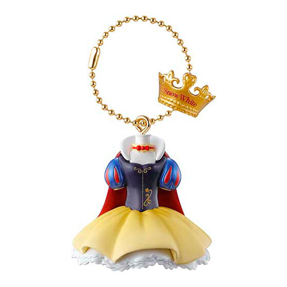 พวงกุญแจ Disney Costume Charms เป็นแบบเสื้อผ้าของเจ้าหญิงดิสนีย์ มาพร้อมมงกุฎ ตัวใหญ่ สูงประมาณ 5 ซม. มี 4 แบบให้เลือก