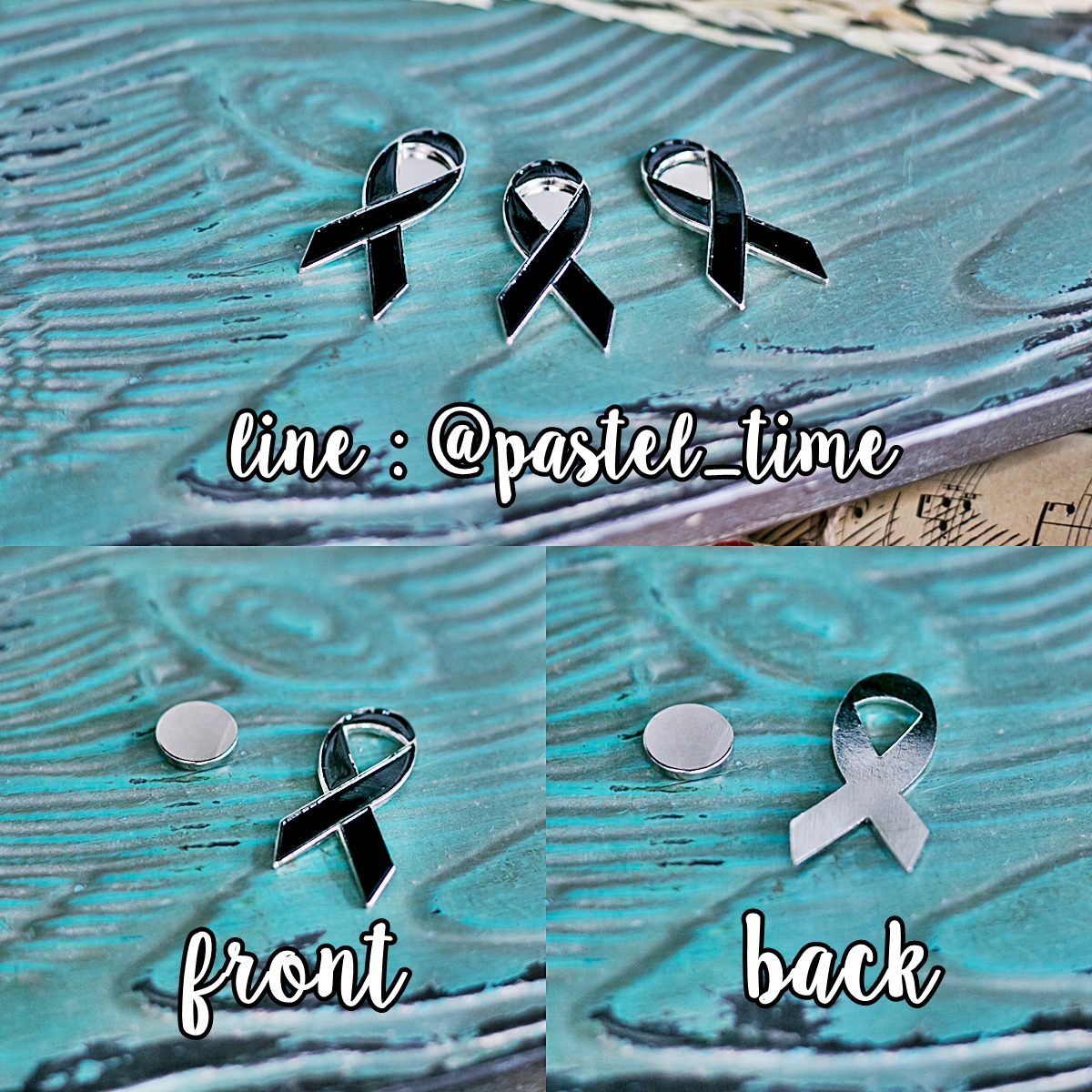 Magnet Black Cross Brooch เข็มกลัดแม่เหล็กรูปริบบิ้นสีดำ