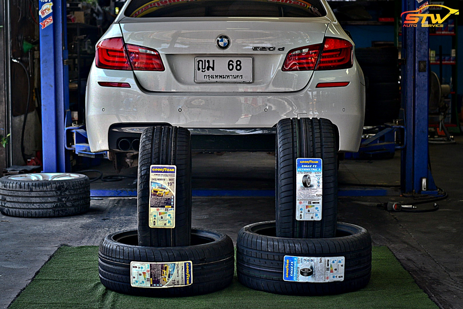 ยาง GOODYEAR EAGLE F1 ASYMMETRIC 3 ROF F 245/40R18 98Y R 275/35R18 100Y ติดตั้งใส่ BMW Series5 520d