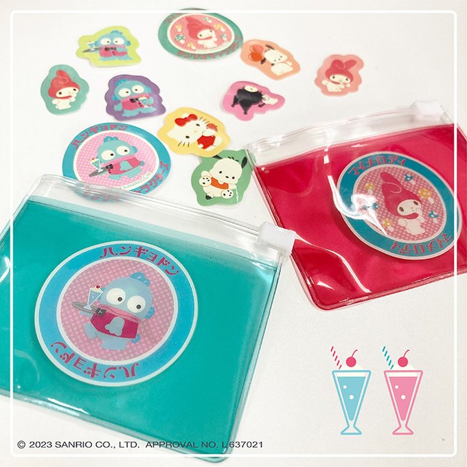 เซ็ตซองซิปพลาสติกจิ๋ว & สติกเกอร์ Sanrio Retro Mini Pouch & Sticker ขนาดซองซิป 8 x 6.5 ซม. มีสติกเกอร์ 8 ดวง มี 5 แบบให้เลือก