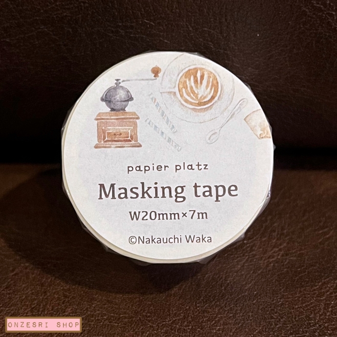 Masking Tape Papier platz เทปตกแต่งจากญี่ปุ่น จาก Nakauchi Waka ลาย Coffee ขนาด 2 ซม. x 7 ม.