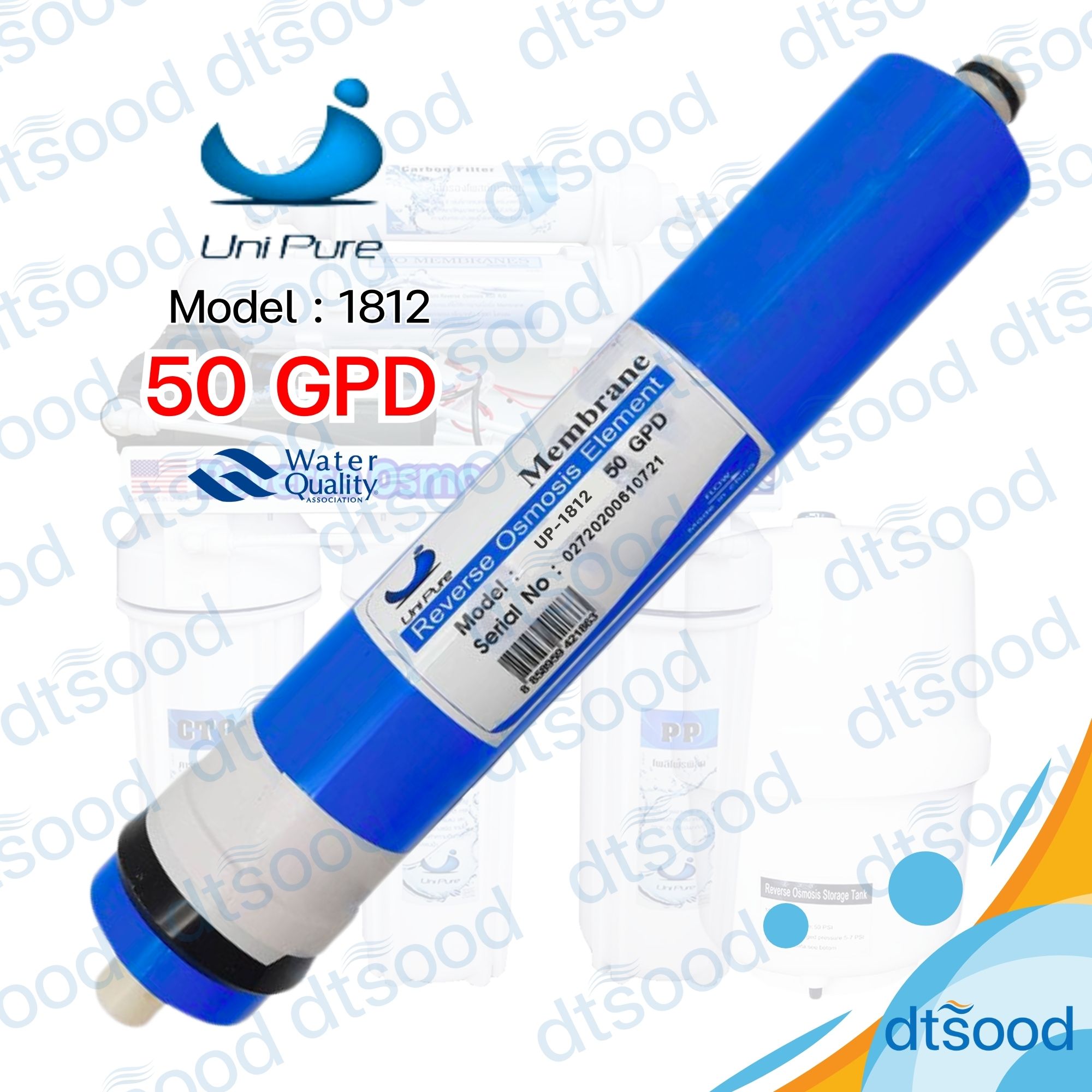 ไส้กรองน้ำ RO Membrane ขนาด 50 GPD ยี่ห้อ Unipure กรองละเอียด 0.0001 ไมครอน