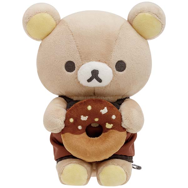 ตุ๊กตา BASIC RILAKKUMA HOME CAFE แบบ Rilakkuma Barista ถือโดนัท ขนาด 17.5 x 14 x 8.5 ซม.