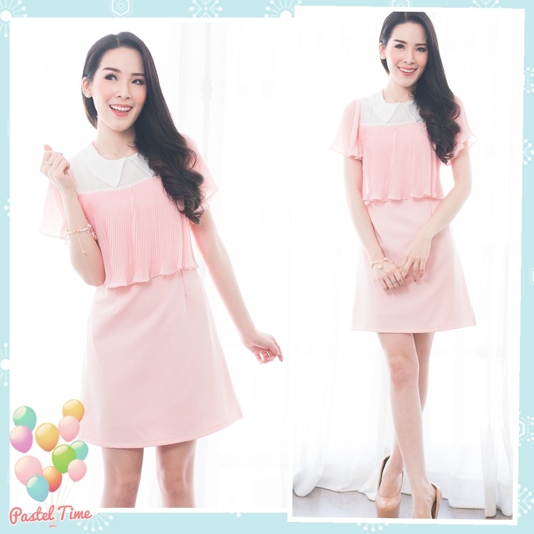 Pink Sweety Pleated Dress