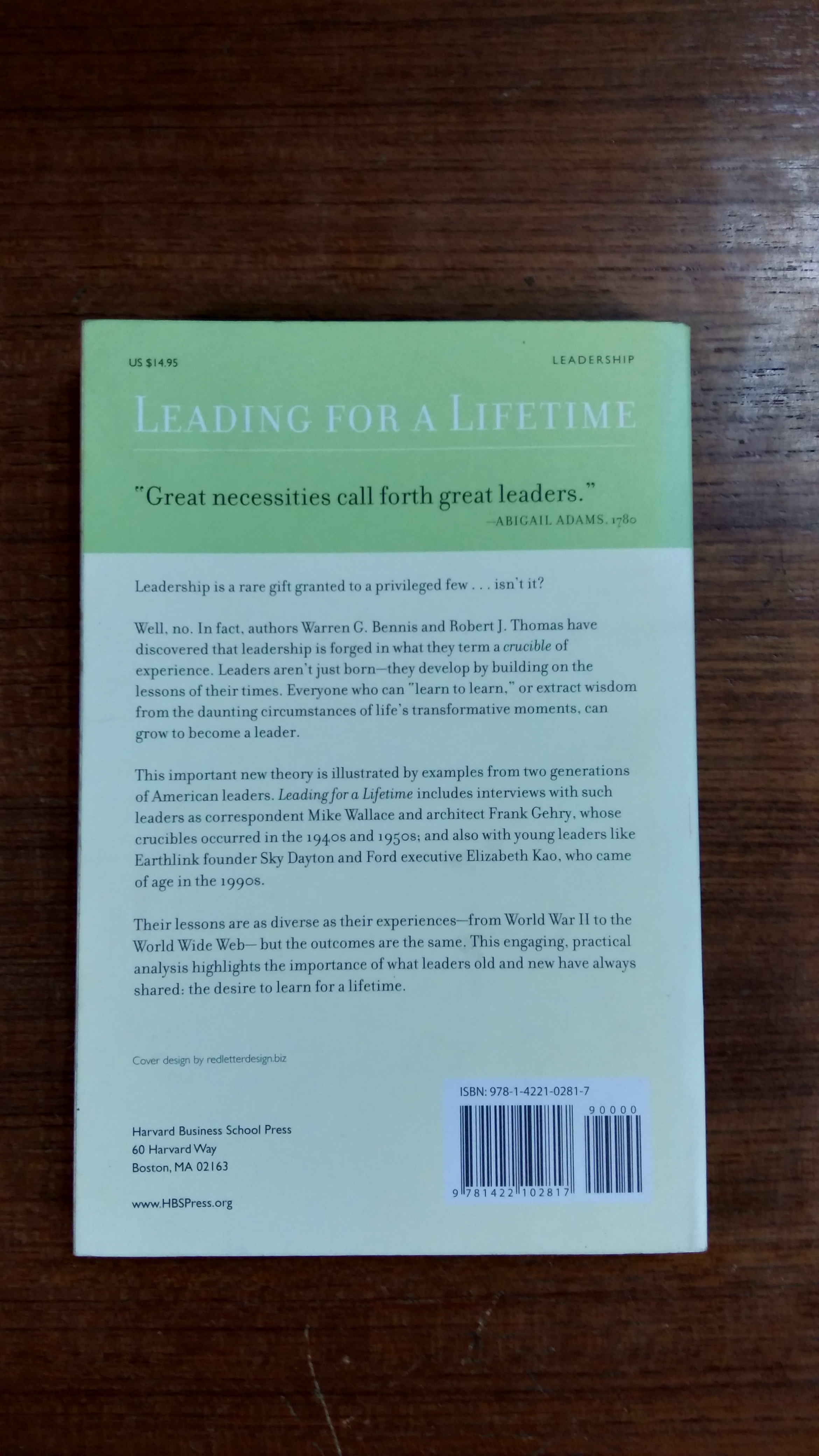 LEADING FOR A LIFETIME / WARREN G. BENNIS