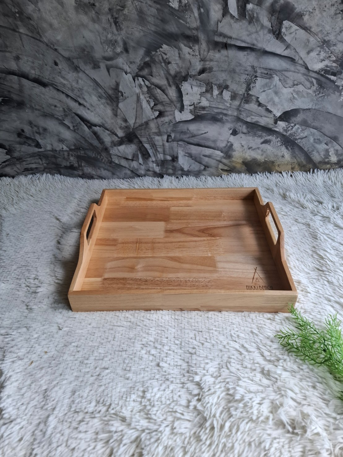 ถาดไม้แบบมีมือจับ