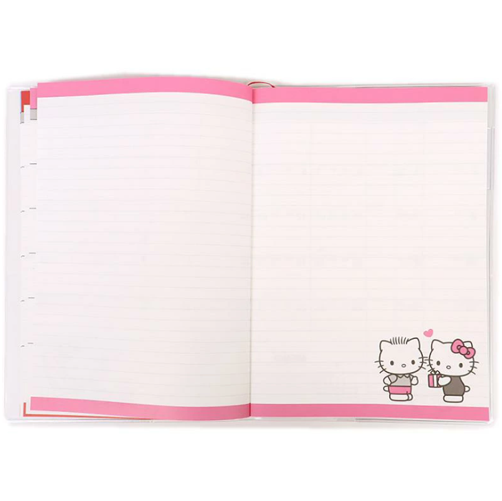 สมุด 2026 Schedule Book เล่มบาง B6 ลาย Hello Kitty สีครีมแดง ขนาด 18.7 x 13.5 x 0.7 ซม. (80 หน้า) มีให้จดตั้งแต่เดือน 10/2025 - 3/2027 เป็นปฎิทินแบบ monthly ช่องกลาง จดได้เยอะ และมี sticker