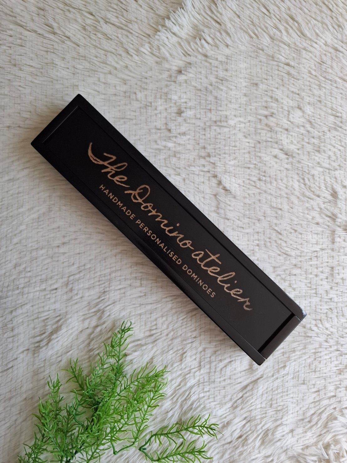 กล่องไม้ฝาสไลด์สีดำเงา