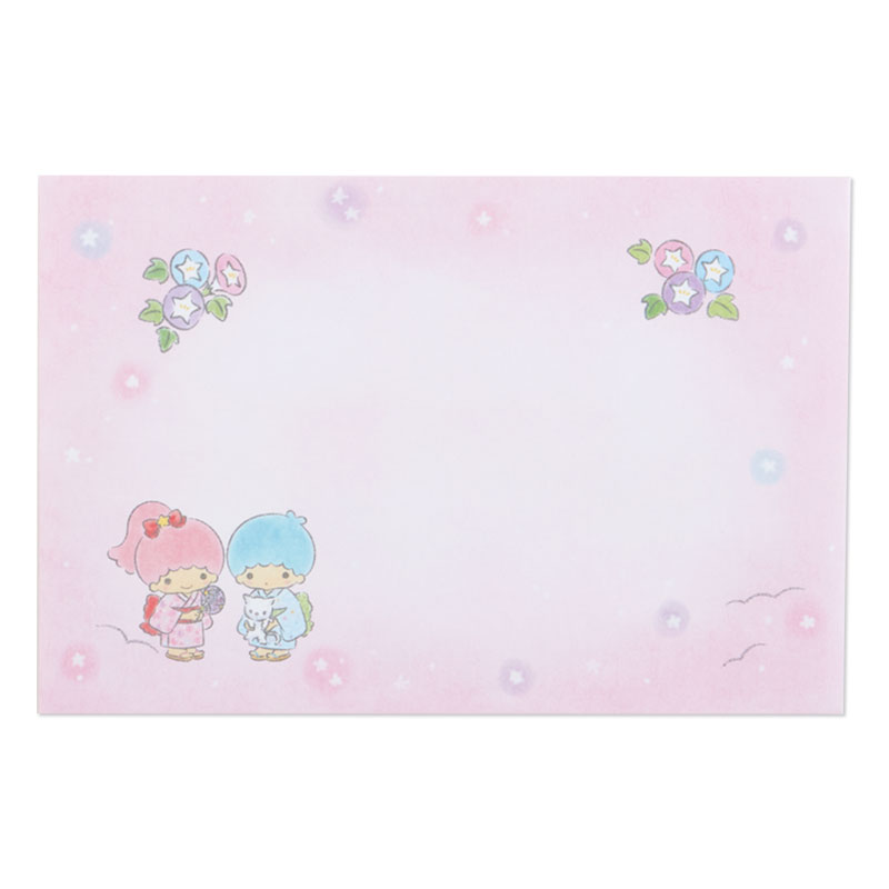 Fan Card from Sanrio Japan พัดกระดาษลาย Little Twin Stars พร้อมซอง มีกระดาษโน้ต สามารถเขียนข้อความได้ ขนาด 17 x 11.5 ซม.
