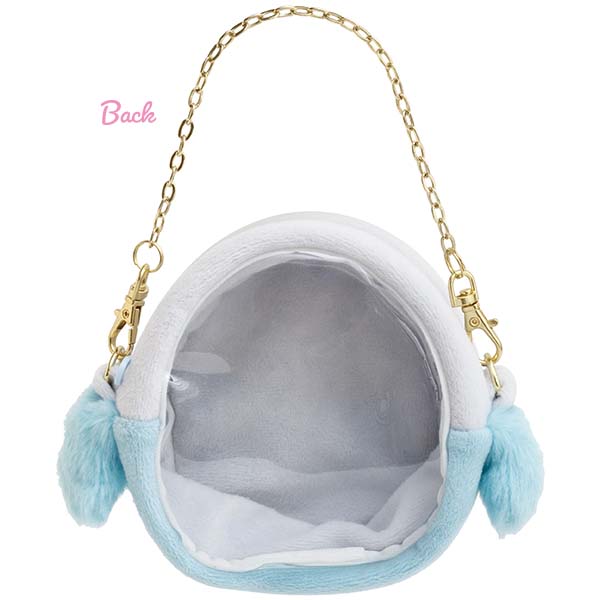กระเป๋า Sumikko Gurashi Minna de Kotorikko Mini Bag ด้านหลังเป็นช่องใส ไว้โชว์ตุ๊กตาได้ (แบบตัวเล็ก) มาพร้อมตุ๊กตา Tapioca ฟ้า ไซส์ SS ใส่ชุดนกสีชมพู ขนาด 10.5 x 9.5 x 5 ซม.
