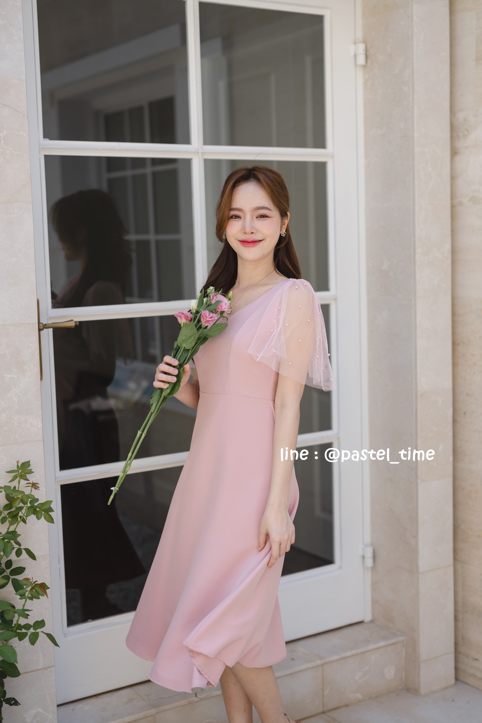 Dear Darling Midi Dress - สีชมพู