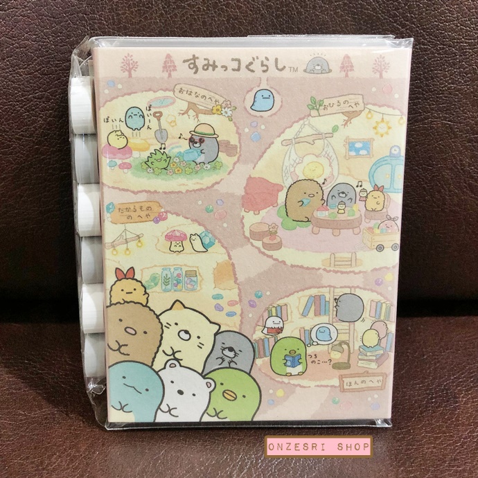 กระดาษโน้ต Memo แบบเล่มลาย Sumikko Gurashi Mole House สีชมพู มียางลบเล็ก 6 ก้อน ขนาด 9 x 7 x 1.8 ซม. กระดาษมี 6 ลาย รวม 120 แผ่น