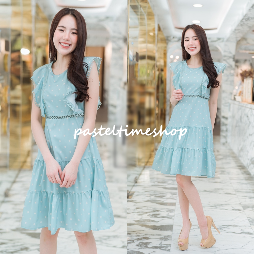 Cutie Dotty Dress - สีเขียวมิ้นท์