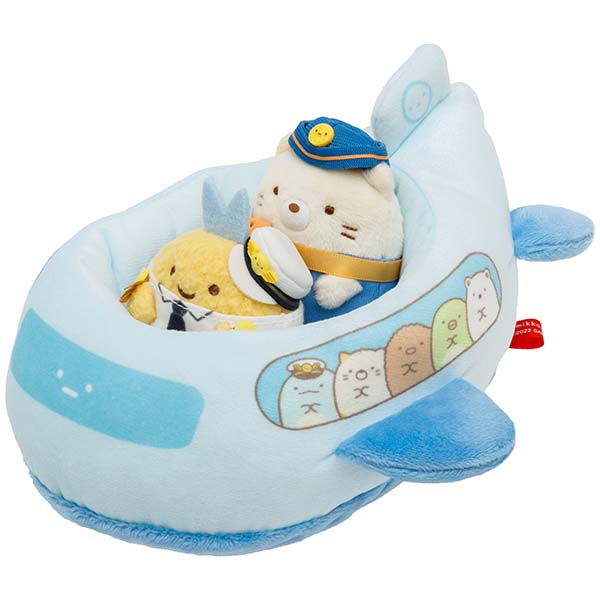เซ็ตตุ๊กตา Sumikko Gurashi x Keikyu & Haneda in Ota City (Limited) เป็นแบบเครื่องบิน มาพร้อมคุณแอร์โฮสเตสแมว Neko และคุณกัปตันหางปลาอะจิทอด ขนาด 9 x 18 x 17 ซม.