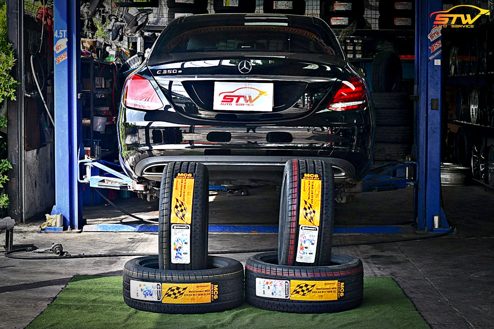 ยาง CONTINENTAL MaxContact MC6 F 225/50R17 98W R 245/45R17 99W ติดตั้งใส่ Mercedes Benz C-Class C350e